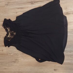 Haute Monde Black Lace Accent Top knee length flowy dress.